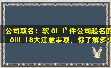 公司取名：软 🐳 件公司起名的 🍀 8大注意事项，你了解多少